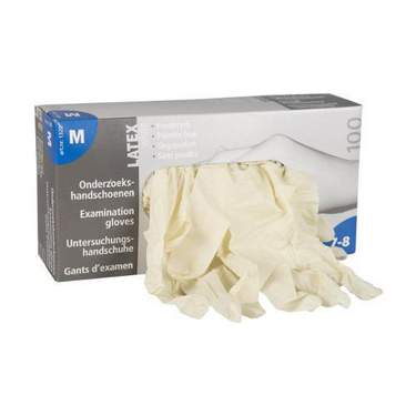 Handschoen latex disposable ongepoederd wit (100 stuks)